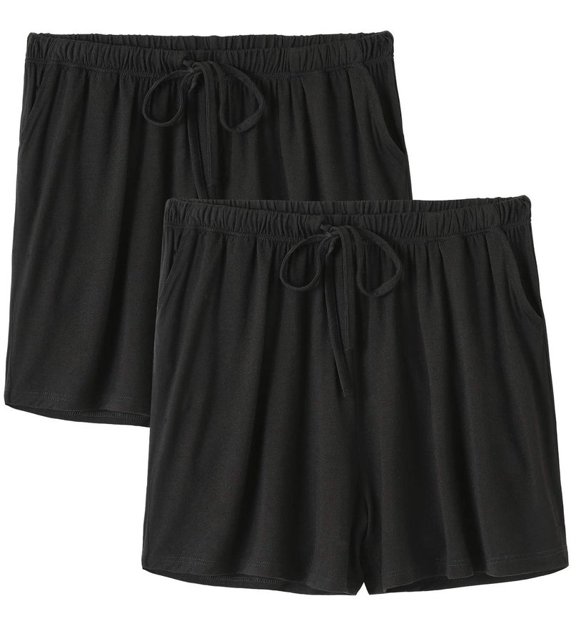 Orrpally Pajama Shorts Womens Lounge Short Sleep Shorts Pajama Bottoms 2-Pack Black Black M - Image 1